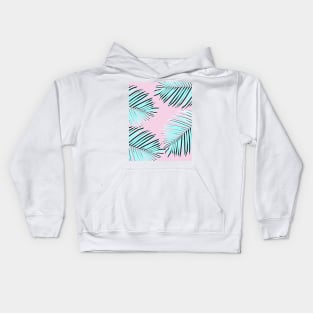 Palm print, Tropical Plant, Palm leaf, Blue, Pink, Minimal, Tropical art, Modern Kids Hoodie